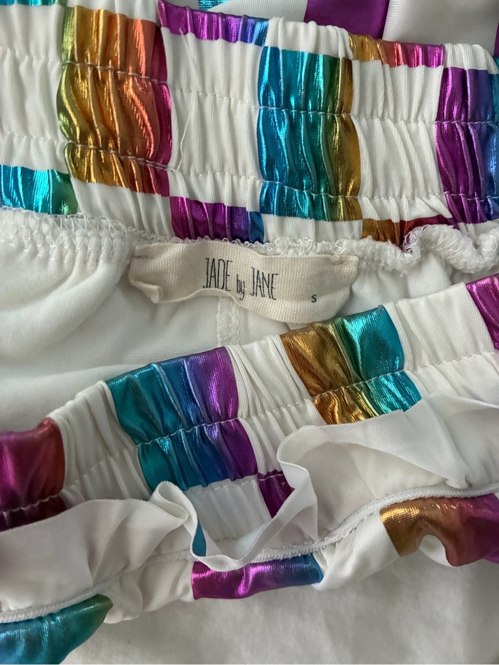 Metallic Rainbow Check Ruffle Mini Skirt - Picture 2 of 3